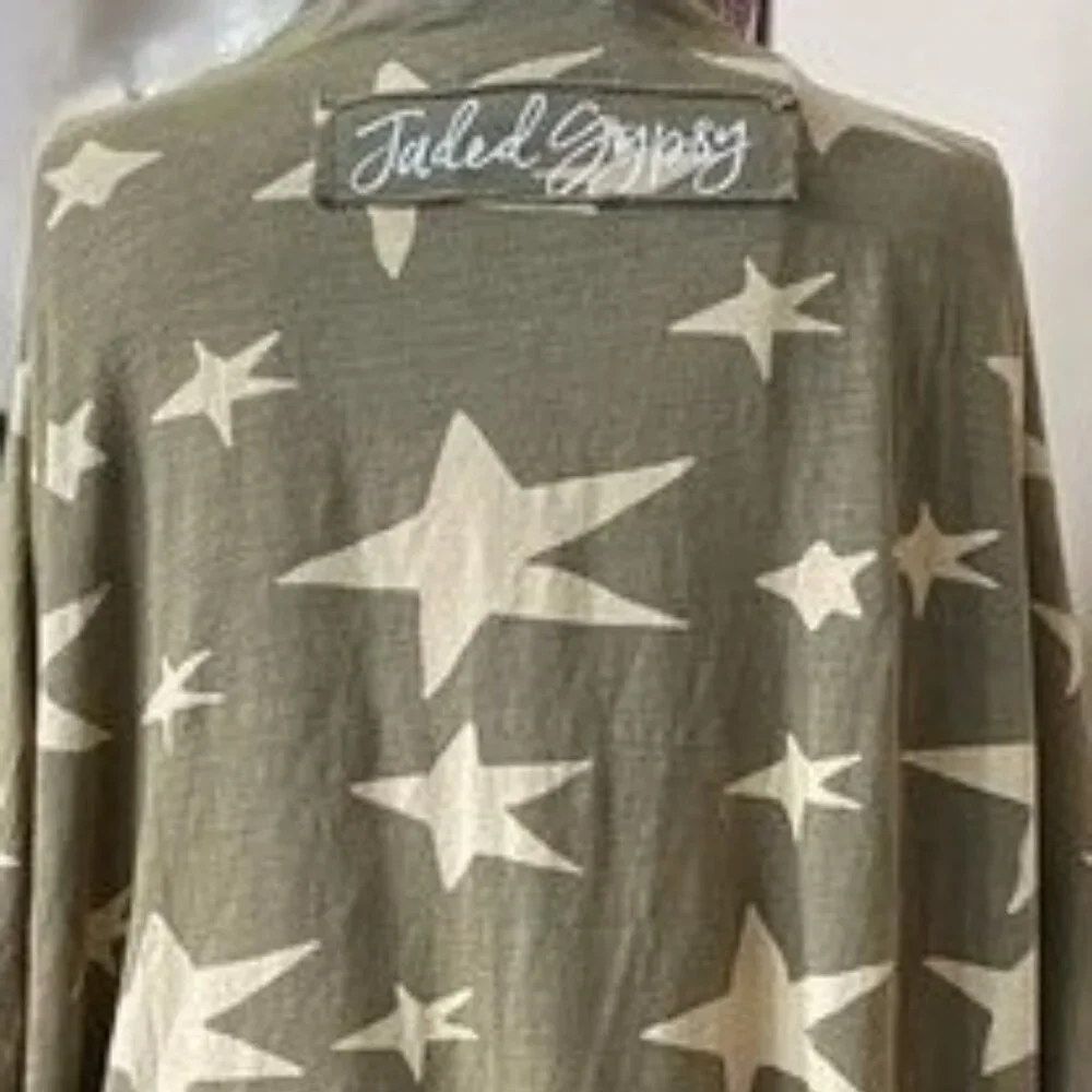 Jaded Gypsy Olive Off White Star Gazer Duster Women's OS - Picture 5 of 6